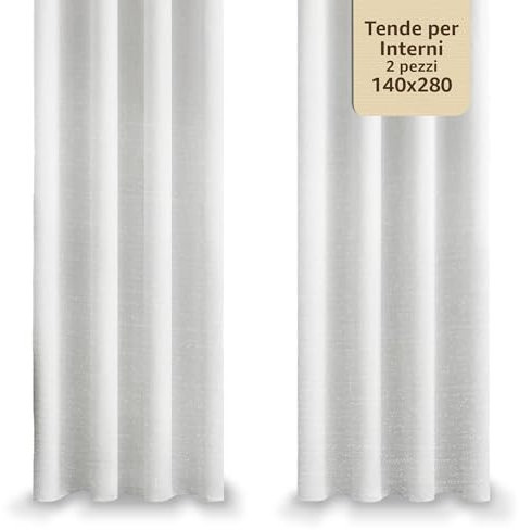 Generico Tende per Interni Moderne 140x280cm - Tende Camera da Letto Moderna Oscuranti per Soggiorno 2 Pezzi - Tendaggi con Anelli Bianche