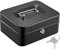 Caisse avec Serrure à Clé, Nicuvlad Caisse à Monnaie à Verrouillage avec Compartiment pour Monnaie Tirelire Caisse Portative en Métal à Double Couche, 20.5 x 16 x 6 cm, Noir