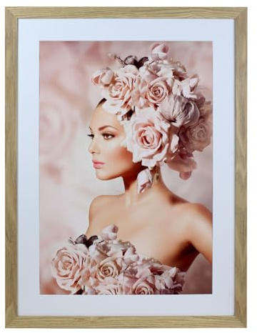 IDEAL TREND Bilderrahmen Holz Rahmen Plexi Acryl Collage Wanddeko Poster quadratisch S215: Farbe: Natur | Format: 50x70
