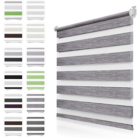 Doppelrollo Klemmfix ohne Bohren Marmor-Grau 45x200cm Rollos für Fenster ohne Bohren mit Kindersicherung Fenster Rollos für innen Lichtdurchlässig & Verdunkelnd, Stoffbreite 40cm