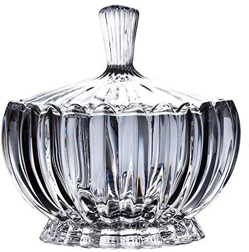 Zuckerdose aus Glas,Hochwertiger Glasbehälter,Dekorative Glasdose,Süßigkeiten Glas mit Deckel,Handgefertigtes Klarglas, Dekoratives Glas für Hochzeiten,Bonbonglas für Kioske Oder Süßwarenläden