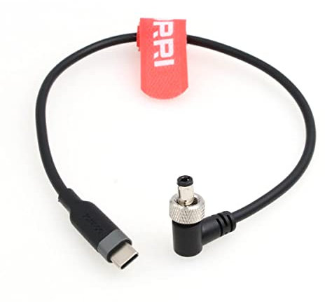 DRRI Cable de alimentación de carga rápida de 12 V CC a USB-C PD de 5,5 x 2,1 mm con bloqueo de ángulo recto para monitor Atomos Ninja V
