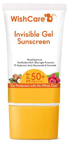WishCare Unsichtbarer Gel-Sonnenschutz LSF 50+ PA++++ für fettige und trockene Haut, leichter, ölfreier Gel-Sonnenschutz ohne Weißguss, 50 g
