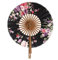 Round Windmill Fan Women Bamboo Silk Flower Japanese Style Fan Handheld Folding Fan