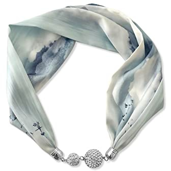LumiSyne Donna Moda Sciarpa Di Seta Collana Facile Fibbia Magnetica Con Strass Bling Piccolo Stretta Fazzoletto Decorativo Collana Choker Foulard Fascia Per Capelli Copricapo Sciarpa Con Ciondolo