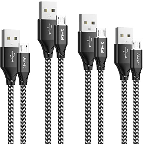 Siwket Micro USB Kabel, [4Stück 2×1M,2x2M] Micro USB Ladekabel Schnellladekabel Nylon Android Handy Datenkabel für Samsung Galaxy S7/ S6/J7/Note 5,Xiaomi,Huawei, Wiko,Motorola,Nokia,Kindle.usw.