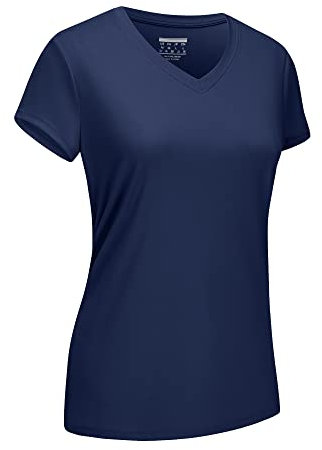 EKLENTSON Womens T Shirt Sun Protection Shirt Summer Running Gym Short Sleeve Tops Athletic Shirts Women Navy,L