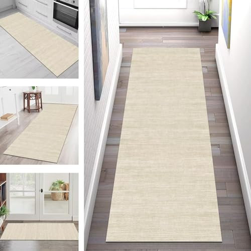 Teppich Läufer Flur Küche rutschfest waschbar Teppichläufer Lang 70X180CM Hellbeige-gelb Küchenläufer Meterware Korridor Tepiche Esszimmer Schlafzimmer Wohnzimmer Schmutzfangmatte Breit 40-120cm