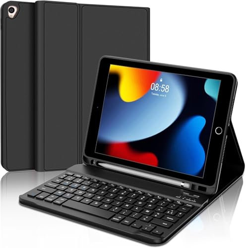 AVNICUD Étui Clavier pour iPad 10.2 9ème/8ème/7ème Génération 2019-2021, avec Fente pour Stylo, AZERTY Bluetooth pour iPad Air 3/Pro 10.5 2017, Noir