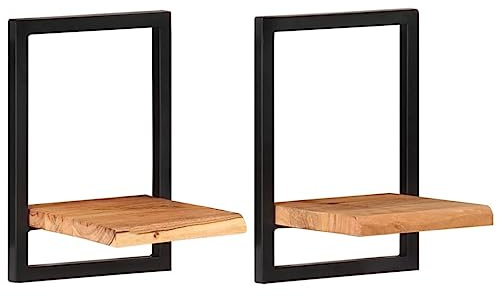 vidaXL Wandregale 2 Stk. 25x25x35 cm Massivholz Akazie und Stahl