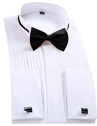 Flügelkragen Kleid Hemd Herren Smoking formelle Hemden Fliege Party Abendessen Hochzeit Tops Weiß XXXL