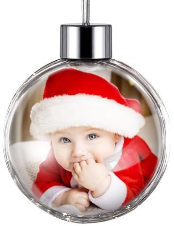 iDIY Personalisierte Weihnachtskugel mit Foto - Christbaumkugeln selbst gestalten, Personalisierte Geschenke, Doppelseitiger Druck, Transparentes Acrylglas