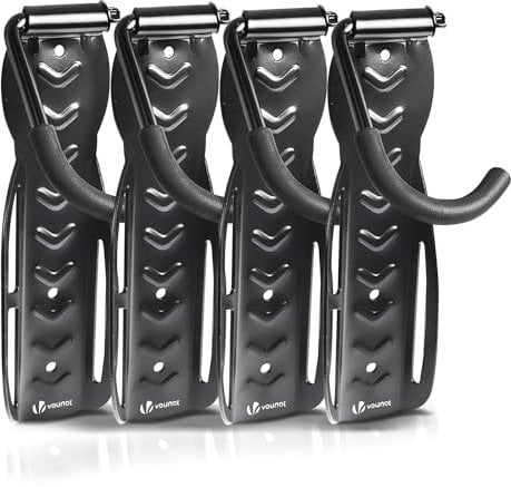 VOUNOT® 4 Pezzi Supporto per Biciclette da Parete, Portabici da Muro Pieghevole Rastrelliera per Bici Salvaspazio, Appendi Bici Gancio per Appendere Biciclette Verticale per Garage Cantina Shed, Nero