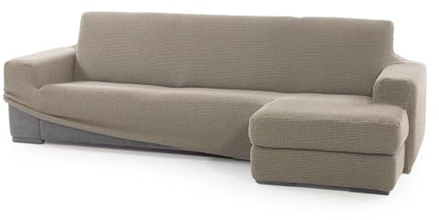 SOFASKINS® super elastischer Chaise Longue überzug, Sofabezug Kurze rechte Armlehne, Sofa überzug atmungsaktiv, bequem und langlebig, Kompatible Abmessungen des Sofas (210-340 cm), Farbe leinen