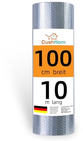 CCLIFE Isolierfolie Thermofolie Aluminisierte Dämmfolie Alu Luftpolsterfolie 3-4mm Heizkörper Reflexionsfolie für Dächer Fenster Rohre Böden,1X10m-10㎡