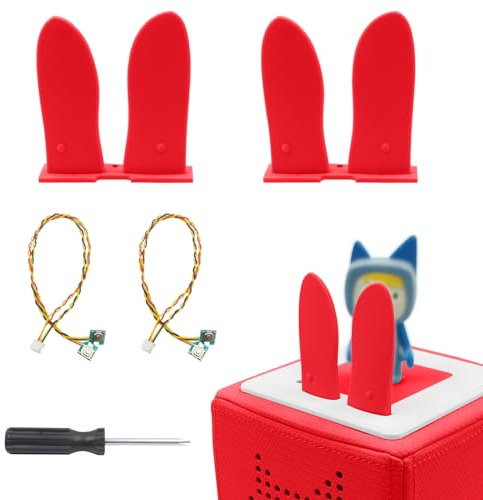 ür Toniebox Ersatz Ohren and Ersatzkabel mit Schraubendreher, Kabelersatz,Ersatzteile für Tonies Lautstärketaste Kaninchenohr, nur äußere Ohren,2 Stück (Rot)