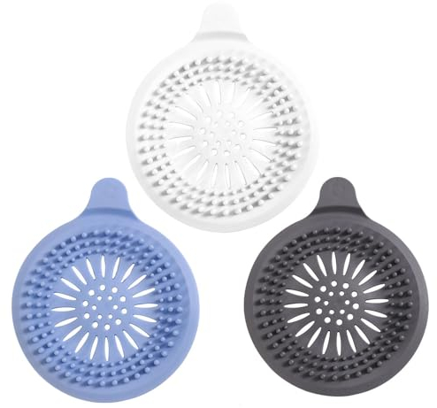 Belegao 3 Pack Silicone Drain Strainer - Sink Protector with Sucker Shower Stoppers Universal Sink Plug Hair Catcher Trap Filter for Bathroom Bathtub, Kitchen Sink(dia 5.5/14cm, 3 Coloured)