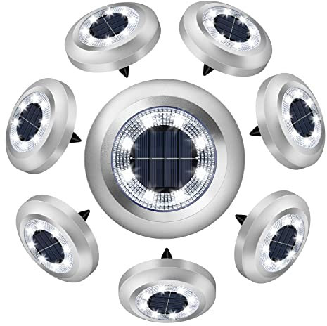 Ulixii Solar Bodenleuchten, 8 Packungen, Garten-Solarleuchten für den Außenbereich, wasserdicht, Solar-Weglichter, helle Bodenleuchten, Außenbeleuchtung, Dekoration, Gartendekorationen, Hellweiß