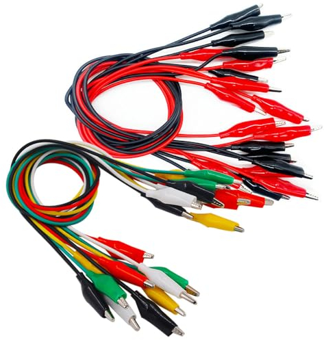 Senvenelec (20 morsetti a coccodrillo tubo di prova) a doppia testa a coccodrillo set di cavi di misurazione ponticello colore morsetto a coccodrillo connettore sonda linea centrale.