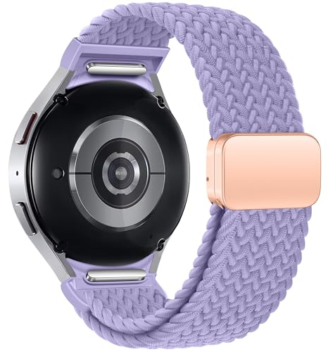 Geflochtenes Armband Kompatibel mit Samsung Galaxy Watch 7 6 5 4 40mm 44mm/6 Classic 43mm 47mm/5 Pro 45mm No Gap Armband mit Magnet Galaxy Watch Band für Damen Herren(Lavendel)