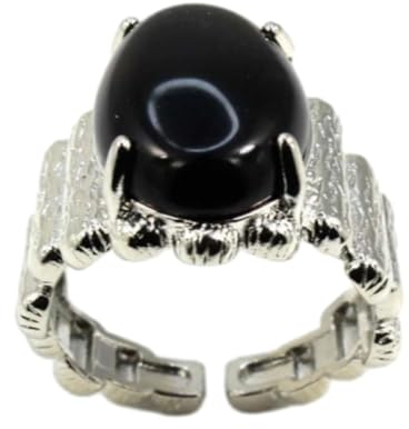 Tesselite Steinringe – Damen-Kristallringe, Naturstein, offene Ringe, ovale Perlenringe, lila Kristall, Rosenquarz, Herren und Mädchen, Party, personalisierter Schmuck, schwarzer Achat, Einheitsgröße