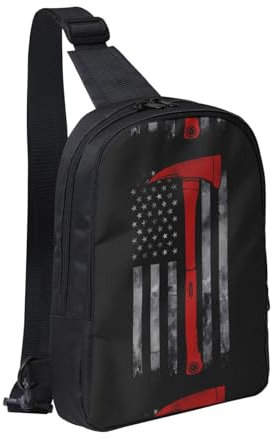 MYGANN Hache de pompier rouge avec sangle réglable, grande capacité, sac à bandoulière double couche, 19,5 x 6 x 30 cm, pour le camping, les voyages, les activités de loisirs quotidiennes, Noir ,