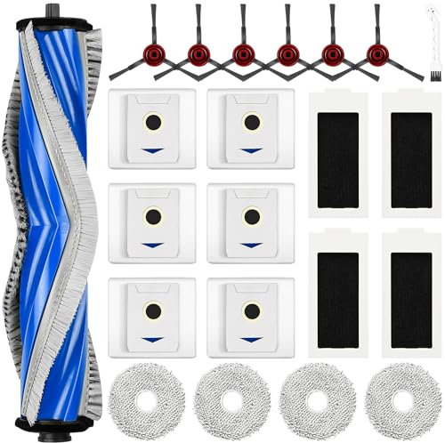 22 Stück Zubehör für Ecovacs Deebot T30 Omni / T30 Pro Omni Saugroboter, 1 Hauptbürste 6 Staubbeutel 4 Wischtücher 4 Filter 6 Seitenbürsten 1 Reinigungsbürste