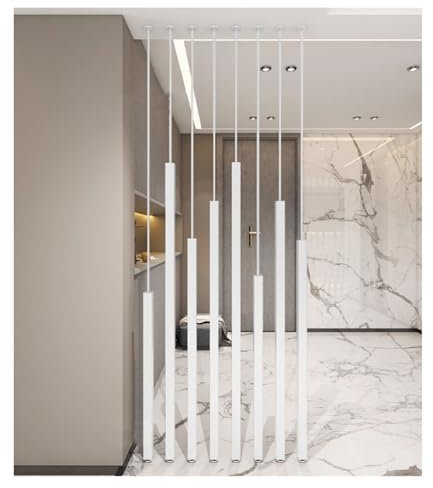 2ft/ 3ft/ 4ft/ 5ft/ 6ft/ 7ft/ 8 ft Tall Wall Partition Room Divider Floor to Ceiling Wooden Slats, Bathroom Daycare Studio Apartment Privacy Screen Column/ Room Separation(White,235CM/92.5IN/7.7FT tal