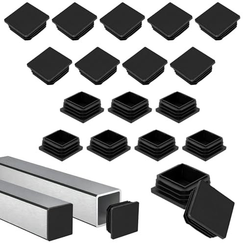 20 Stück Lamellenstopfen, 35 x 35 mm Quadratischer Rohrstopfen Schwarz, Stopfen für Vierkantrohr, Kunststoffkappen für Rohre für Metallprodukte, Geländer, Stühle, Sofas, Tische, Regale