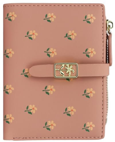 Farcauo Portefeuille à Fleurs Porte Monnaie Femme Rose Portefeuille Carte Femme Porte Feuilles Monnaie Porte Carte Bancaire Portefeuilles Petit Cuir Porte Feuille Monnaie Format Mini