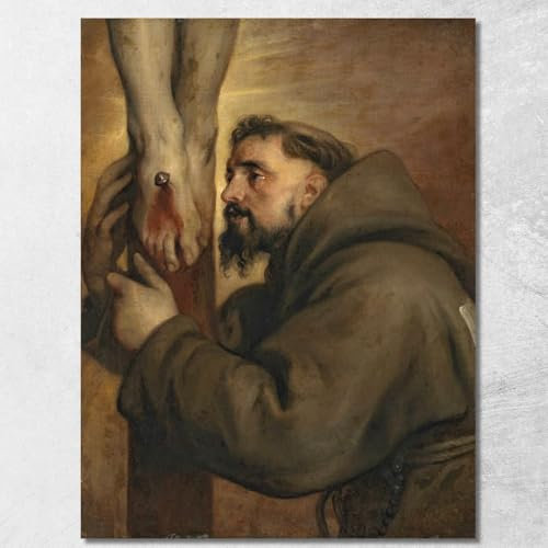 San Francesco D'Assisi Am Fuß des Kreuzes Anthony Van Dyck, avd98 Bild gedruckt auf Leinwand, 50 x 70 cm