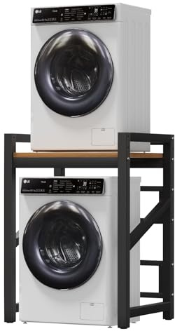 MOZMY Waschmaschine Regal, Waschmaschine Trockner Schrank, Verstellbares Stapel-Set über Waschmaschinen, Tragfähigkeit 380 kg, für Badezimmer Küche Waschküche (Schwarz)