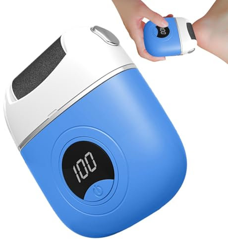 Râpe à pied électrique - Grattoir manuel pour callosités - Affichage numérique puissant - Pour semelles, orteils, talons et pieds latéraux (7,6 x 10,2 x 2 cm) (orange, bleu, gris)