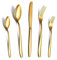 Juego de Cubiertos Dorados de Acero Inoxidable para 12 Personas, 60 Piezas Cuchillo Tenedor y Cuchara, Ideal para Mesa y Comedor Familiar