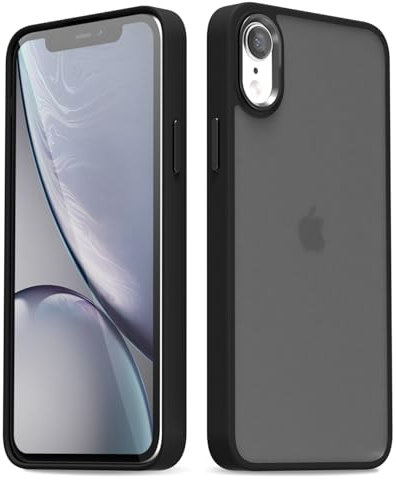 oakxco for iPhone XR Case Clear Hard Shell, Slim Thin Matte Transparent Plastic Cover & Protective Soft Silicone Rubber TPU Bumper, Girly Cute Phone Case for Women Girls, Black
