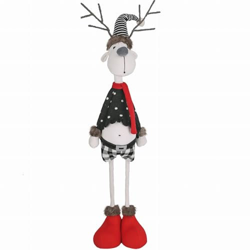 JUMI Weihnachtlicher Plüsch-Wichtel Elch 93 cm Grau – Skandinavische Weihnachtsdeko, Winterdeko