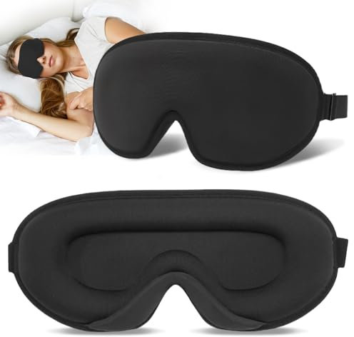 3D Schlafmaske für Seitenschläfer,Atmungsaktive Augenmaske,Angenehm zu Tragen,Lichtblockierend,Mit Verstellbar Gummiband, Bequem & Ergonomisch Schlafmaske für Hherren und Frauen