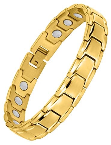 HAQI Magnetarmband für Frauen und Männer 3500 Gauss starkes Magnetisches Armband Damen Einstellungswerkzeug und Geschenkbox(Gold) (Männer)