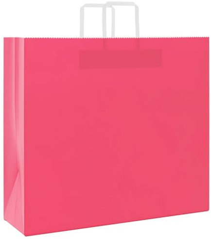 vidaXL Papiertragetaschen 50 Stk., Papiertüten mit Henkeln, Kraftpapiertüten, Geschenktüten für Einkaufen Hochzeiten Verpackungen Partys Geburtstag Weihnachten, Rosa 54x15x49cm