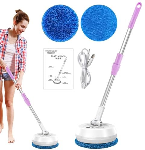 Electric Round Mop - 180 Degree Rotation Wireless Floor Cleaning Machine | Vacuum with Suction Volume Convenient Removable Handheld