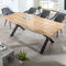 LEBENSwohnART Wildeiche-Design Esstisch Oakland 160cm schwarzes X-Metallgestell 5cm Baumkante