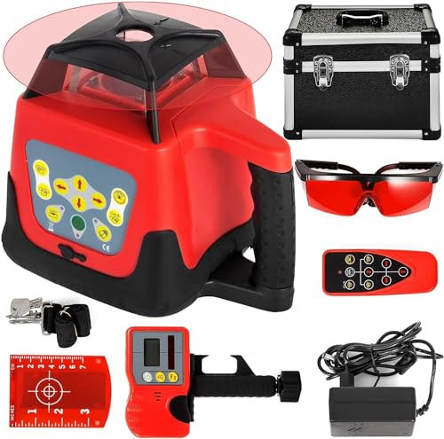 YYLHJW Rotationslaser-Nivellierkit Selbstnivellierende 500M-Reichweitenmessgeräte Bauwerkzeuge für den Einsatz in der Outdoor-Industrie (Nero Red Laser)