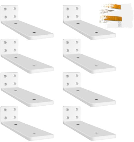 Lot de 8 Équerres Étagère de Fixation Murale, 15cm Support Etagère Murale Fixation Flottante, Supports D'étagère Industriels avec Vis pour Bibliothèque Salon Chambre (Blanc)