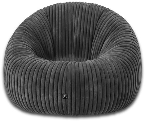 PATCH HOME Deluxe 2 in 1 Cord Sitzsack Sessel Bean Bag – Gaming Sitzsäcke für Erwachsene & Kinder mit Reißverschluss – Bereits befüllt – Ideal zum Sitzen und Liegen (Graphit, Ø145 cm)
