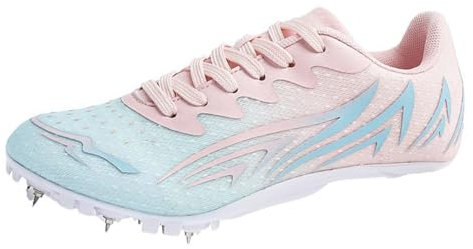 sekiueo Zapatillas De Atletismo Hombres Mujeres Zapatillas De Sprint con Clavos Zapatillas De Entrenamiento para Correr Saltos Y Jóvenes Niños Y Niñas,Rosado,37 EU