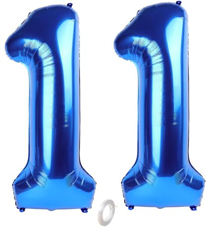Balorise 40 Zoll Aluminium Luftballon Blau Zahl 11, Helium Unterstützt, Ballon Nummer 0-9, 10-100 (101cm), große Folienballons Dekoration für Geburtstagsfeier, Hochzeit, Jubiläum