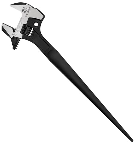 HAUTMEC 16inch Adjustable Spud Wrench, 4 in 1 Multifunctional Spud Spanner, Adjustable Wrench and Hammer, Extra Wide Jaw Up to 1.6 (41mm) Metric & SAE Scale, Oxide Finish, for Garage Workshop DIY