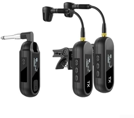 Micro cravate sans fil pour saxophone et trompette, mini micro avec récepteur, micro cravate à clipser, portée de 30,5 m (1 à 2)