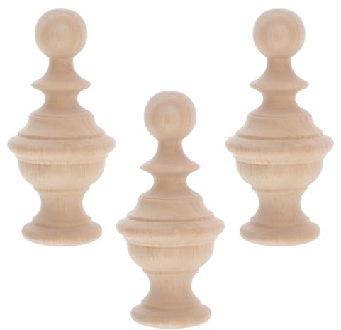 TOVINANNA 3pezzi Terminali in Legno Intagliato per Scale e Letti Decorativi per Corrimano e Recinzioni Grezzi per Personalizzazione Fai da Te