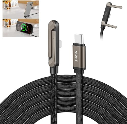 OFFCUP 240W USB C Kabel 1.5M Schnellladekabel 2in1 mit Ständer